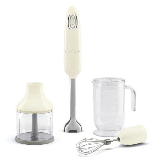 Retro-Style Hand Blender with Accessory Set - Cream