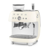 Manual Espresso Coffee Machine with Grinder - Retro-Style Cream Glossy