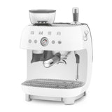 Manual Espresso Coffee Machine with Grinder - Retro-Style White