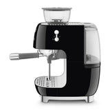 Manual Espresso Coffee Machine with Grinder - Retro-Style Black Glossy