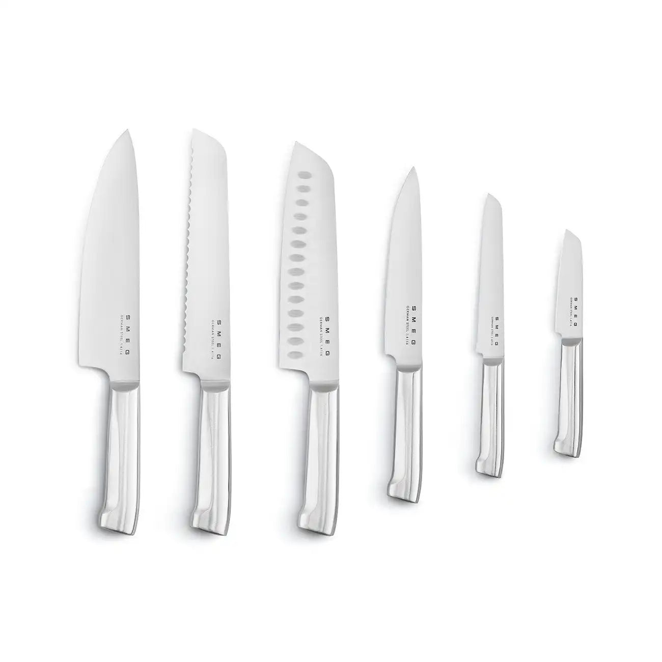 Retro-Style 6-Piece Knife Block Set - White