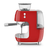 Manual Espresso Coffee Machine with Grinder - Retro-Style Red