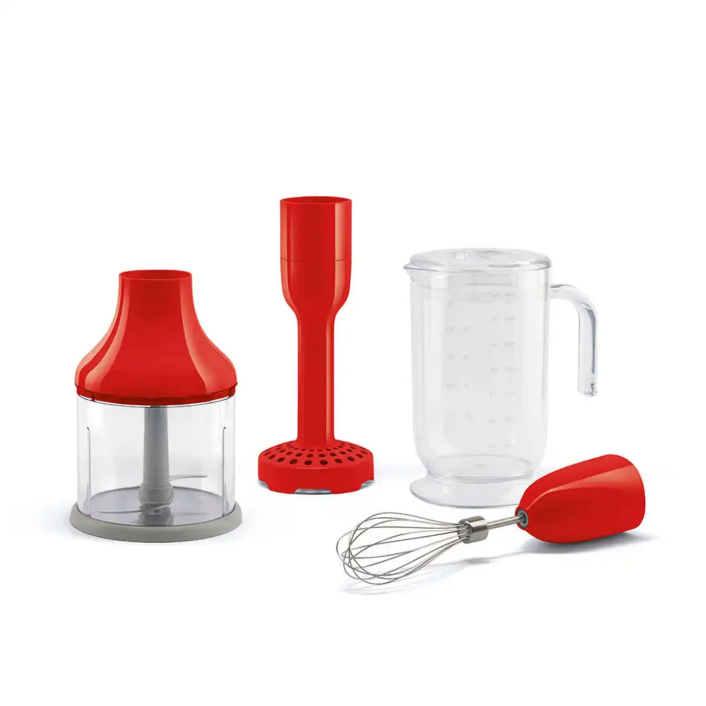 4-Piece Accessory Set for Retro-Style Hand Blender - Red
