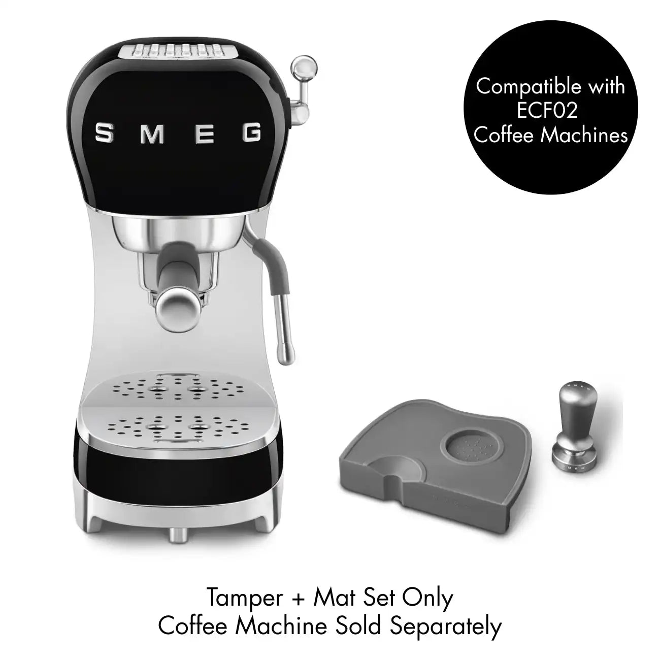 Stainless Steel Tamper & Silicone Mat Set for SMEG ECF02 Coffee Machines