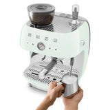 Manual Espresso Coffee Machine with Grinder – Retro-Style Pastel Green