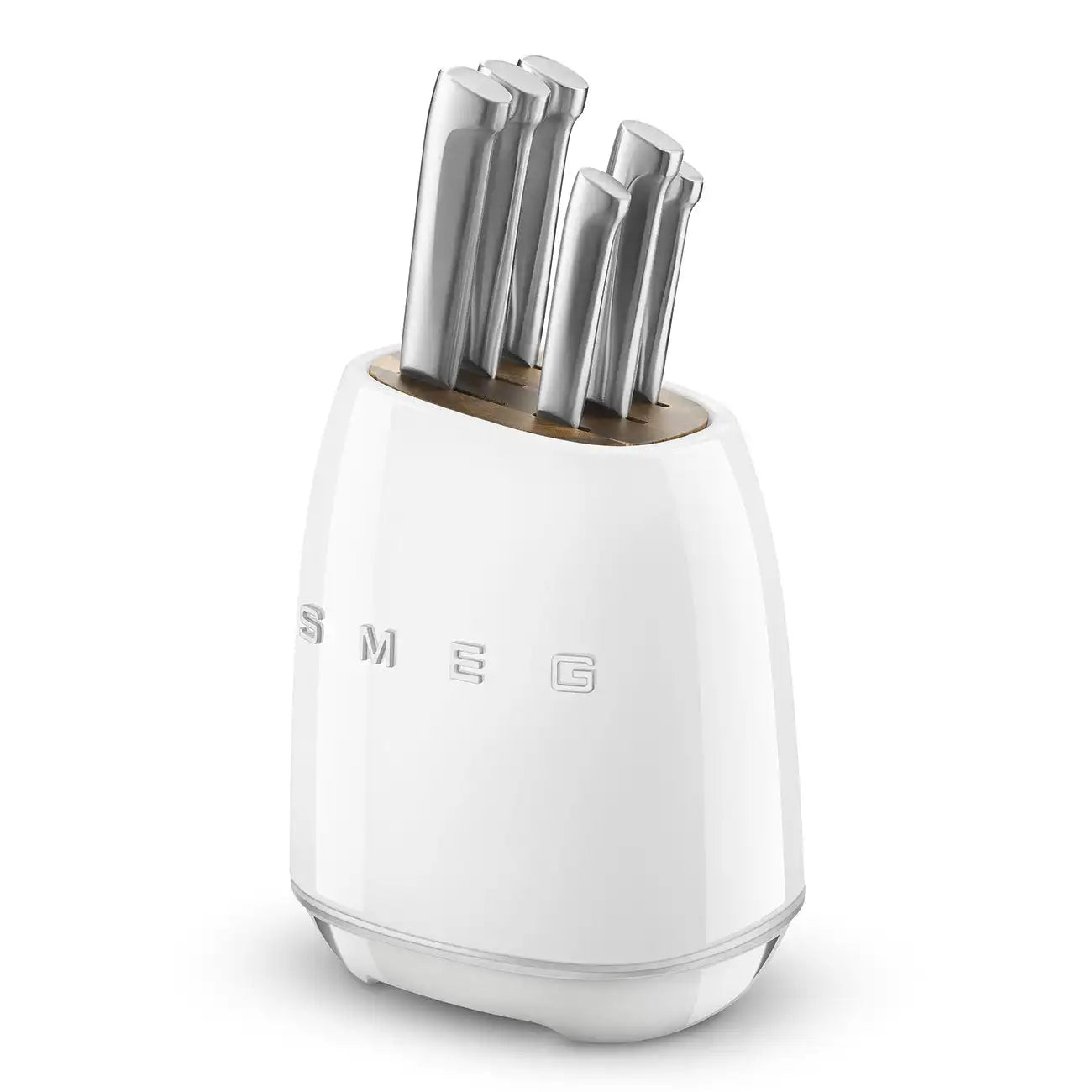 Retro-Style 6-Piece Knife Block Set - White