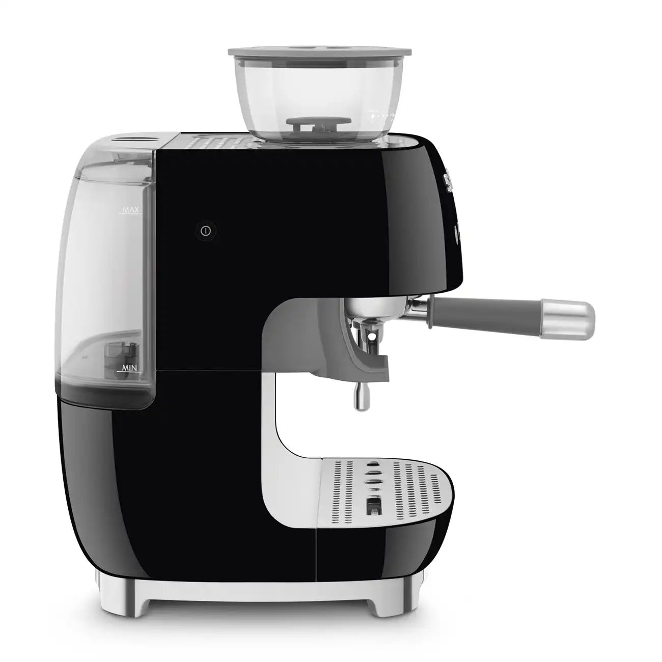 Manual Espresso Coffee Machine with Grinder - Retro-Style Black Glossy