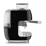 Manual Espresso Coffee Machine with Grinder - Retro-Style Black Glossy