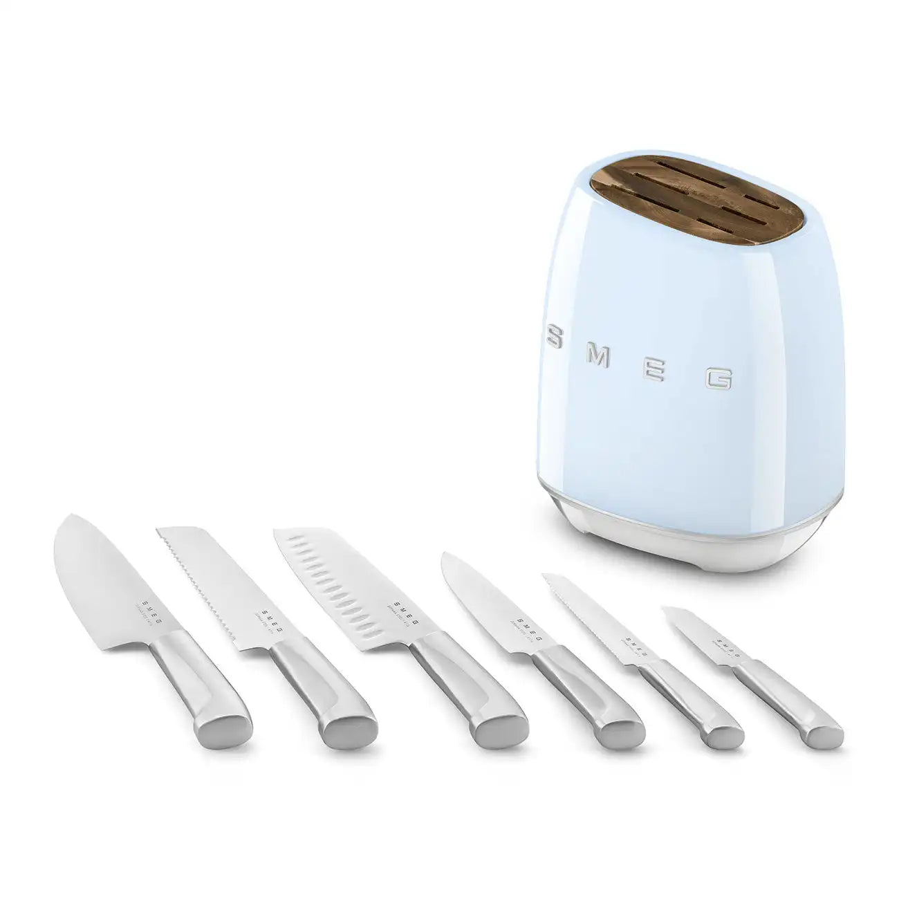 Knife Block Set - Retro-Style Pastel Blue