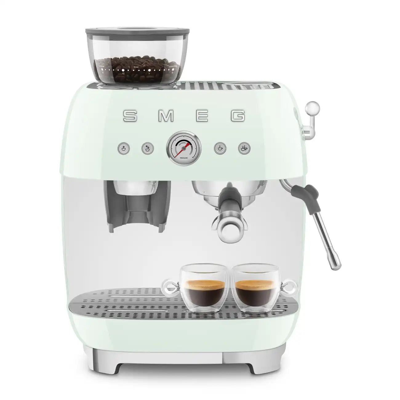 Espresso coffee machine Retro-style Pastel green Glossy