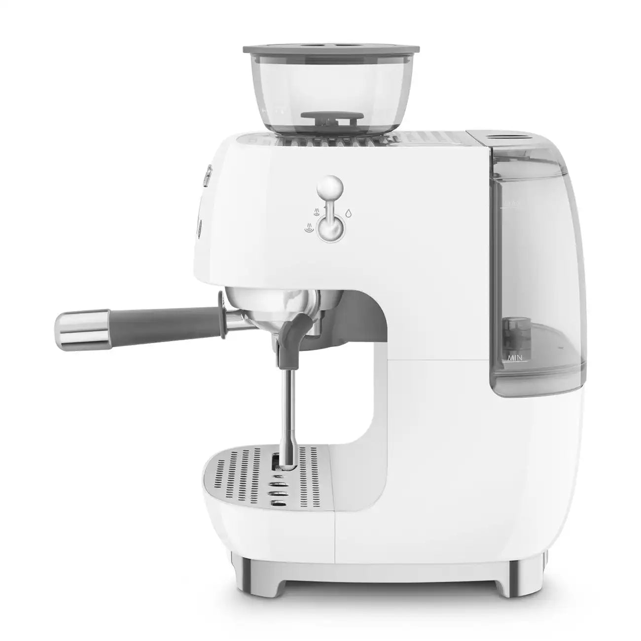 Manual Espresso Coffee Machine with Grinder - Retro-Style White