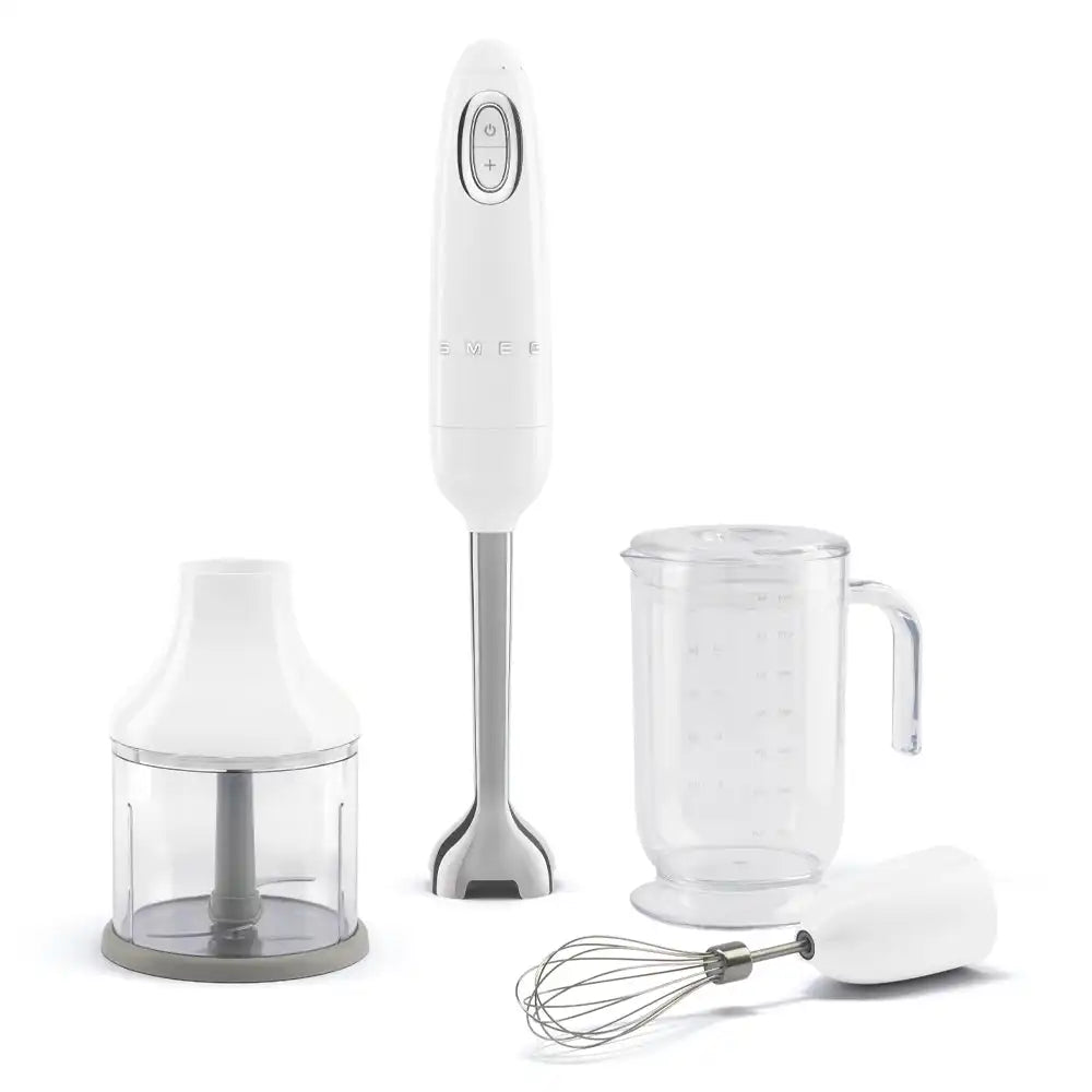 Retro-Style Hand Blender with Accessory Set - White