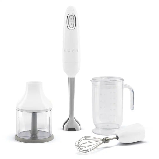 Retro-Style Hand Blender with Accessory Set - White