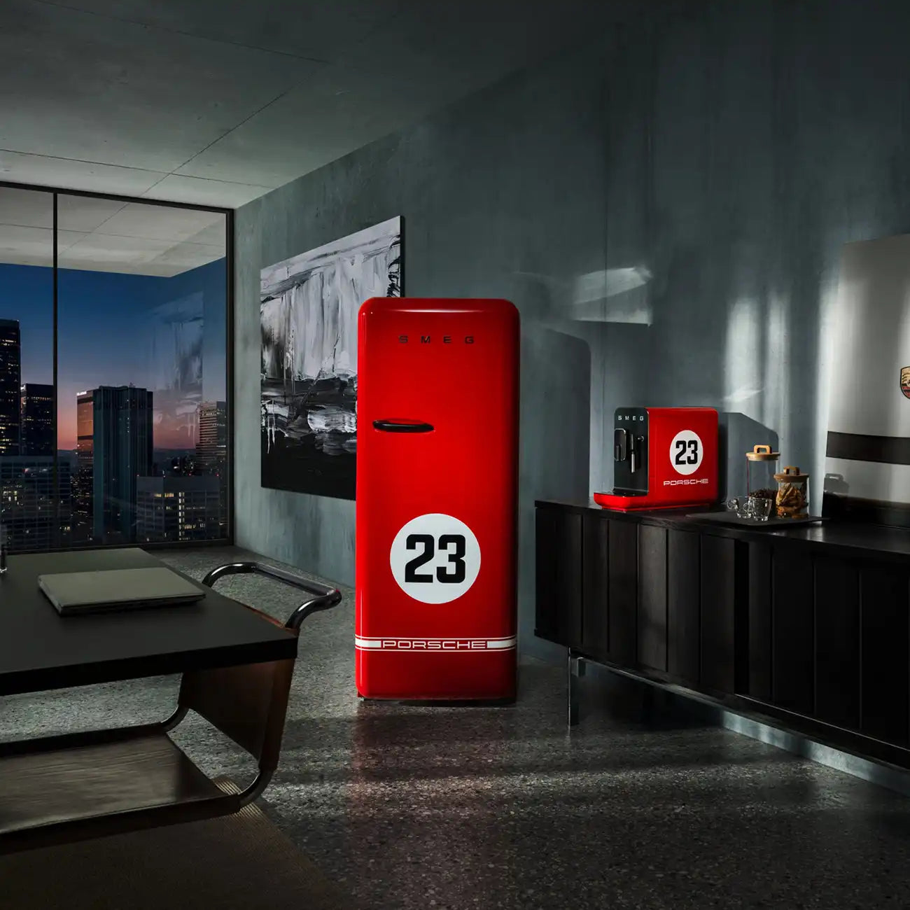 Porsche x SMEG Retro-Style Refrigerator (9.5 cu ft, Right Hinge) - Salzburg Limited Edition, Red