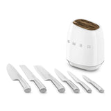 Retro-Style 6-Piece Knife Block Set - White
