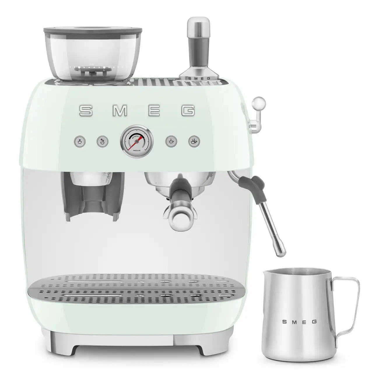 Espresso coffee machine Retro-style Pastel green Glossy