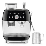 Manual Espresso Coffee Machine with Grinder - Retro-Style Black Glossy