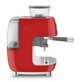 Manual Espresso Coffee Machine with Grinder - Retro-Style Red