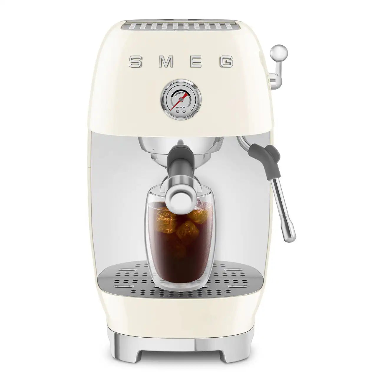 Manual Espresso & Cold Brew Coffee Machine – Retro-Style Cream