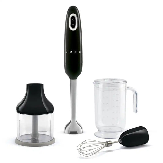 Retro-Style Hand Blender with Accessory Set - Black