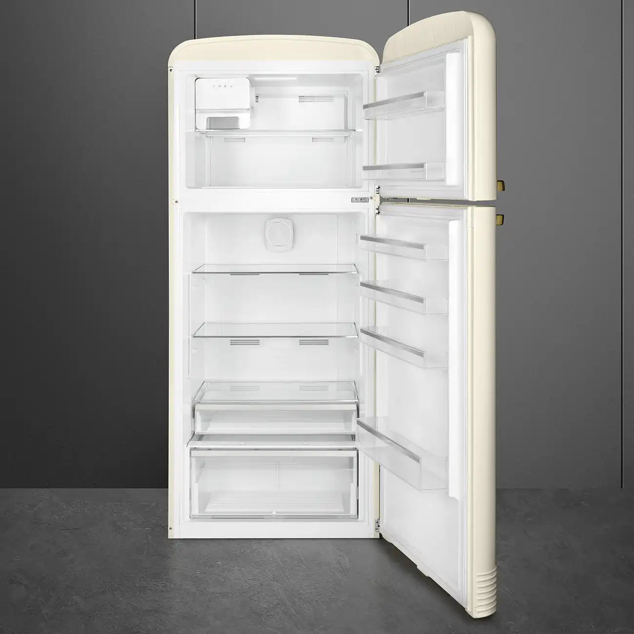 Retro-Style Refrigerator (19.3 cu ft, Right Hinge) - Cream (Bronze Handle)
