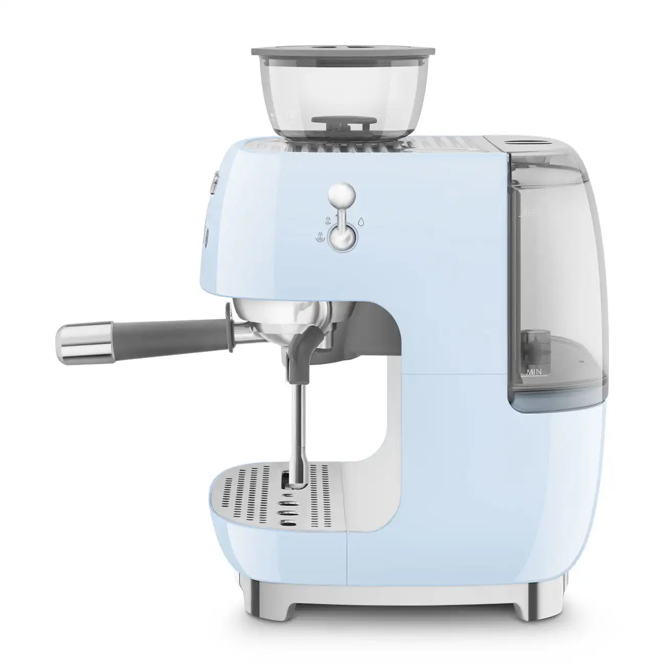 Manual Espresso Coffee Machine with Grinder - Retro-Style Pastel Blue