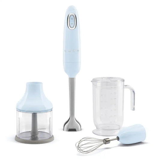 Retro-Style Hand Blender with Accessory Set - Pastel Blue