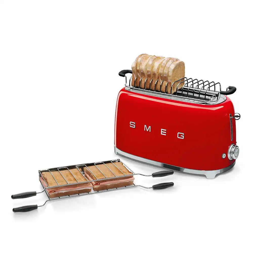 4-Slice Toaster (Long Slots) - Retro-Style Red