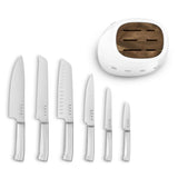 Retro-Style 6-Piece Knife Block Set - White