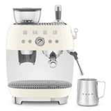Manual Espresso Coffee Machine with Grinder - Retro-Style Cream Glossy