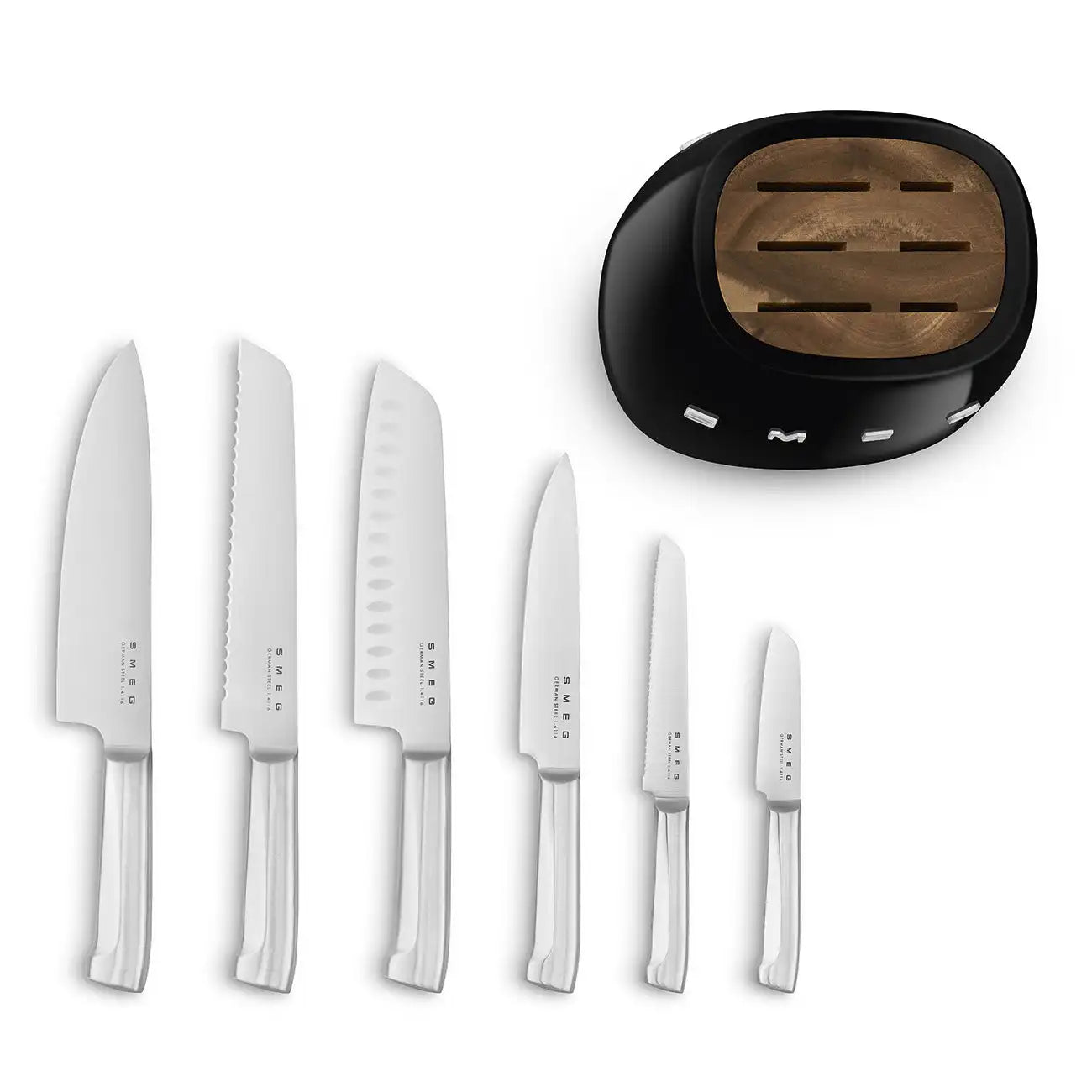 Knife Block Set - Retro-Style Black