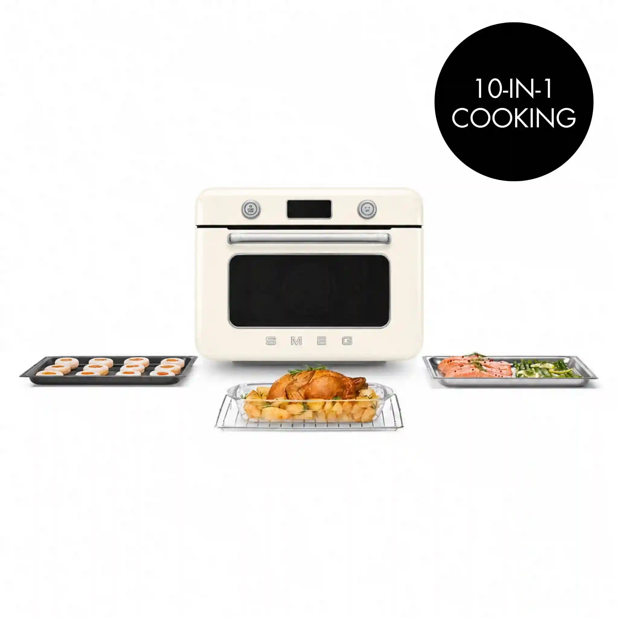 Countertop Combi Oven with Air Fry & Steam - Retro-Style Cream