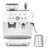 Manual Espresso Coffee Machine with Grinder - Retro-Style White