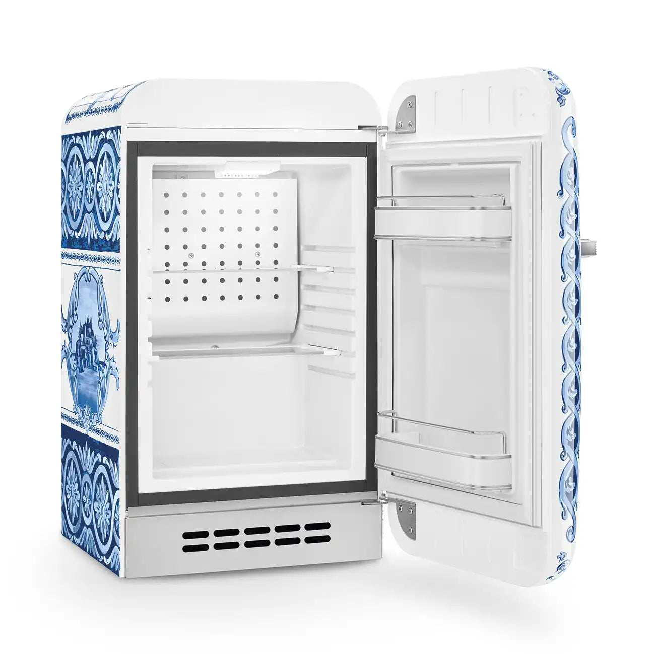SMEG x Dolce&Gabbana Retro-Style Refrigerator (1.2 cu ft, Right Hinge) - Blu Mediterraneo