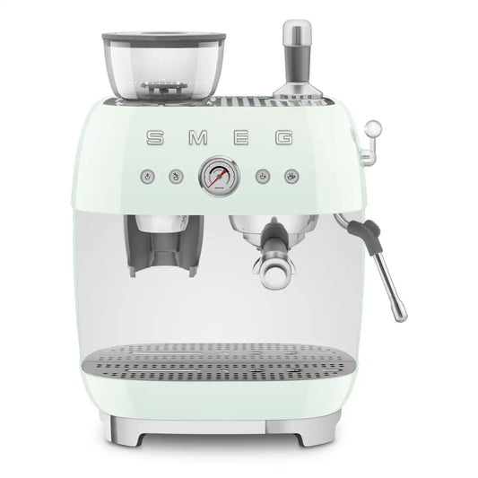 Manual Espresso Coffee Machine with Grinder – Retro-Style Pastel Green