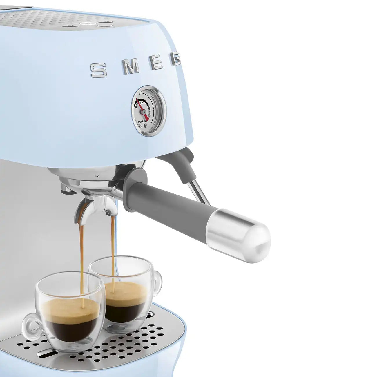 Manual Espresso & Cold Brew Coffee Machine – Retro-Style Pastel Blue