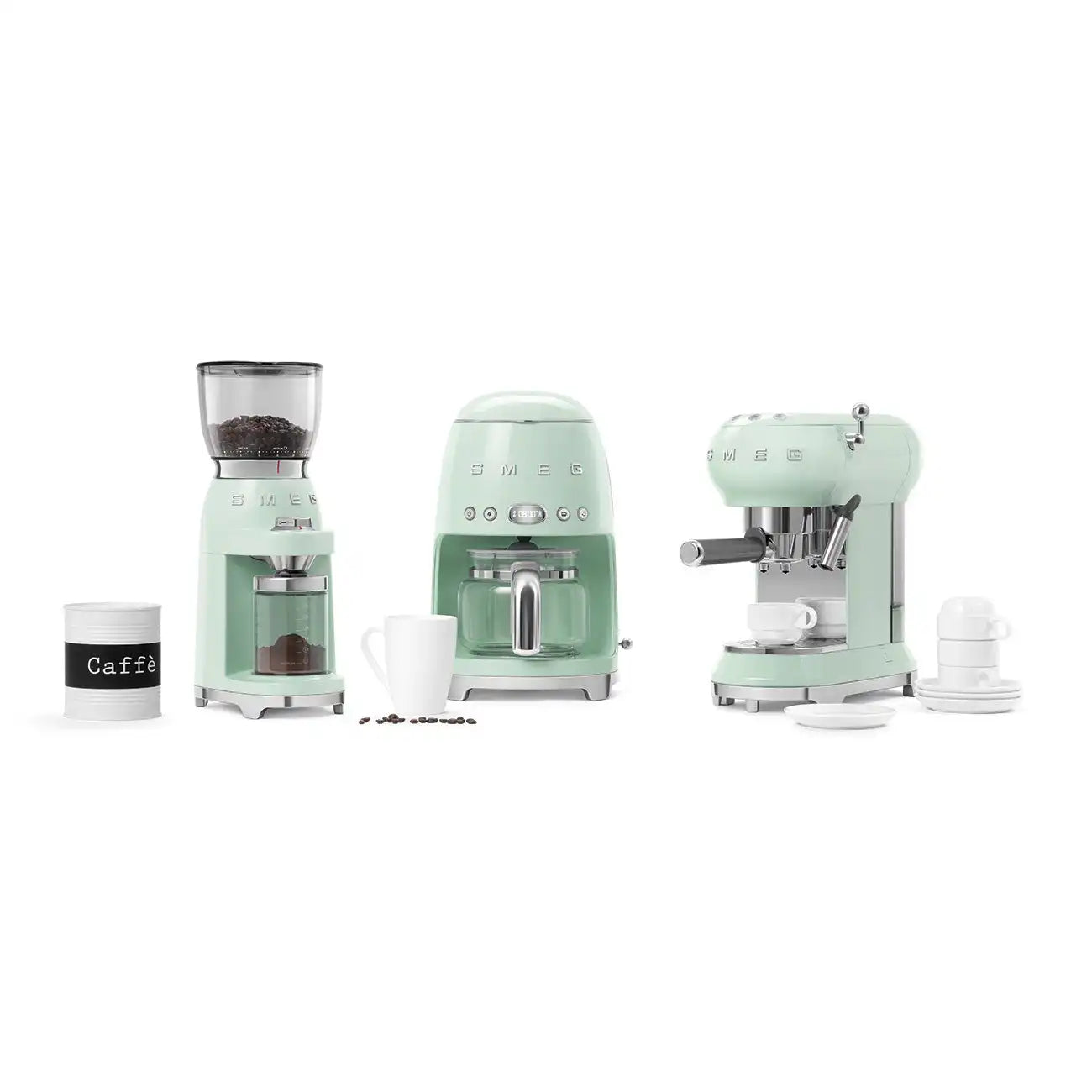 Conical Burr Coffee Grinder - Retro-Style Pastel Green